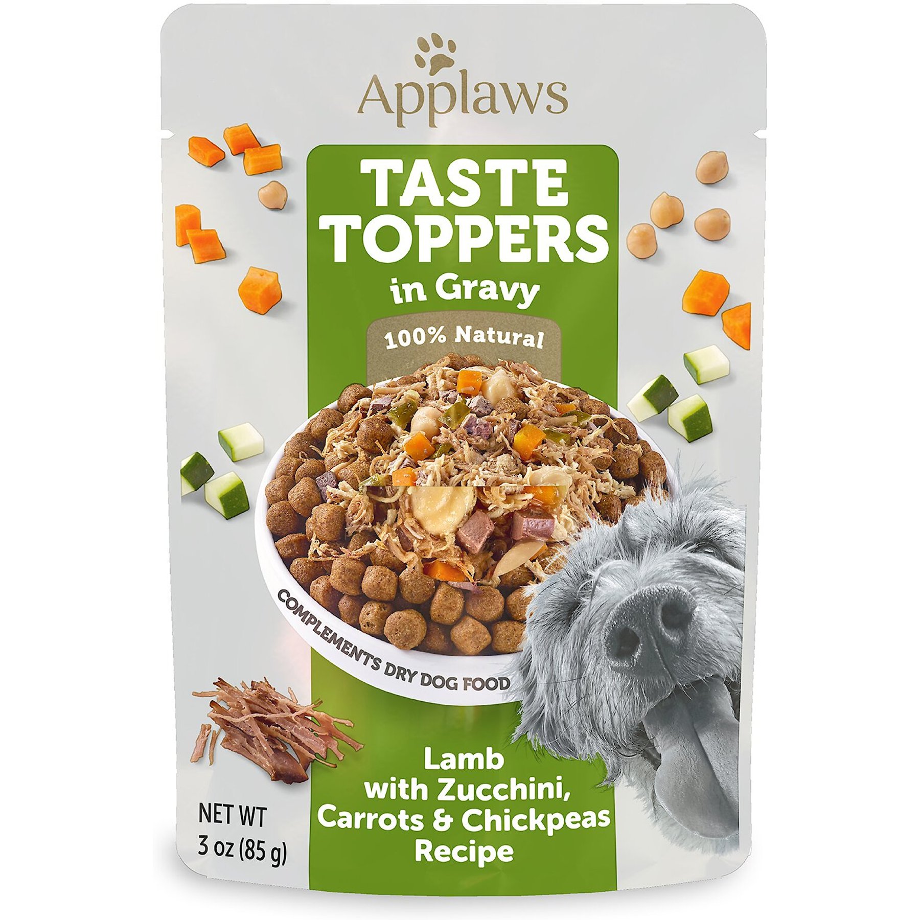 Applaws Taste Toppers Lamb, Carrot, Courgette & Chickpeas in Gravy Wet Dog Food Topper, 3-oz pouch, bundle of 24