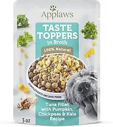 Applaws Taste Toppers Tuna Fillet with Pumpkin, Chickpeas & Kale Recipe in Broth Natural Wet Dog Food, 3-oz pouch, case of 12