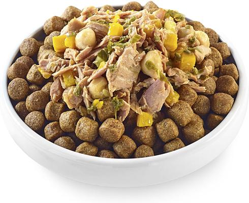 Show full view: Applaws Taste Toppers Tuna Fillet with Pumpkin, Chickpeas & Kale Recipe in Broth Natural Wet Dog Food, 3-oz pouch, case of 12 slide 3 of 8