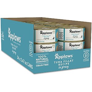 Applaws Tuna Fillet in Gravy Limited Ingredient Canned Wet Cat Food, 2.47-oz can, case of 24