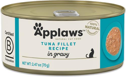 Show full view: Applaws Tuna Fillet in Gravy Limited Ingredient Canned Wet Cat Food, 2.47-oz can, case of 24 slide 9 of 10