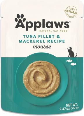 Show full view: Applaws Tuna Fillet & Mackerel Mousse Wet Cat Food, 2.47-oz pouch, case of 12 slide 9 of 10
