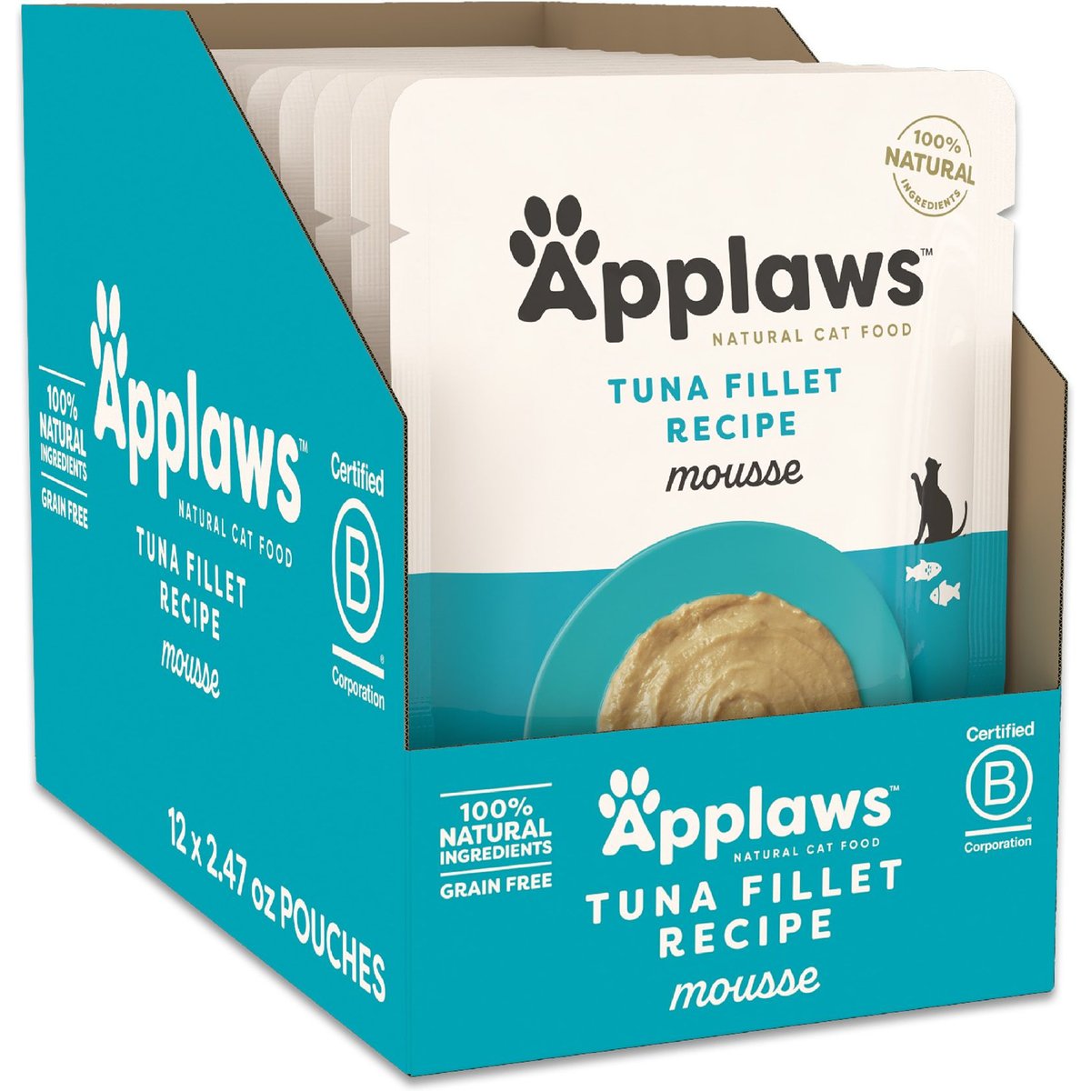 Applaws Tuna Fillet Mousse Wet Cat Food, 2.47-oz pouch, case of 12