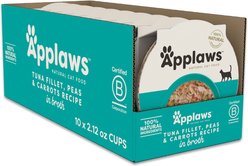 Applaws Tuna Fillet, Peas & Carrots Recipe in Broth Wet Cat Food, 2.12-oz cup, case of 10