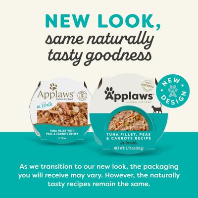 Show full view: Applaws Tuna Fillet, Peas & Carrots Recipe in Broth Wet Cat Food, 2.12-oz cup, case of 10 slide 3 of 10