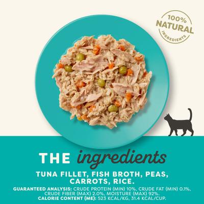Show full view: Applaws Tuna Fillet, Peas & Carrots Recipe in Broth Wet Cat Food, 2.12-oz cup, case of 10 slide 4 of 10