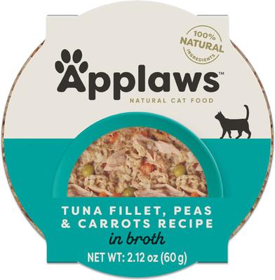 Show full view: Applaws Tuna Fillet, Peas & Carrots Recipe in Broth Wet Cat Food, 2.12-oz cup, case of 10 slide 9 of 10
