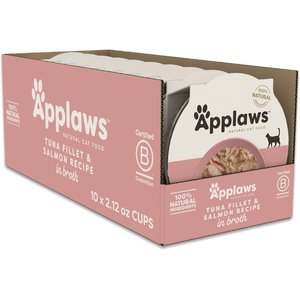 Applaws Tuna Fillet & Salmon Recipe in Broth Wet Cat Food, 2.12-oz cup, case of 10