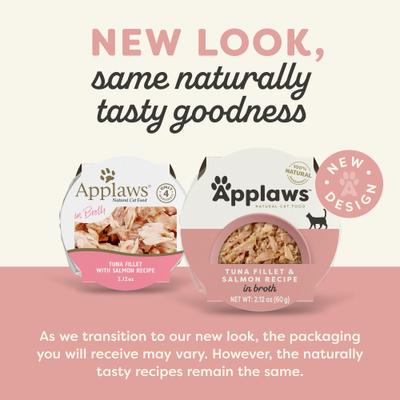 Show full view: Applaws Tuna Fillet & Salmon Recipe in Broth Wet Cat Food, 2.12-oz cup, case of 10 slide 3 of 11