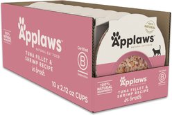 Applaws Tuna Fillet & Shrimp Recipe in Broth Wet Cat Food, 2.12-oz cup, case of 10