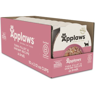 Applaws Applaws Tuna Fillet & Shrimp Recipe in Broth Wet Cat Food, 2.12-oz cup, case of 10