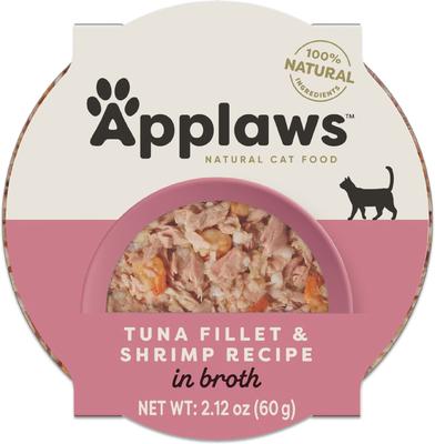 Show full view: Applaws Tuna Fillet & Shrimp Recipe in Broth Wet Cat Food, 2.12-oz cup, case of 10 slide 8 of 10