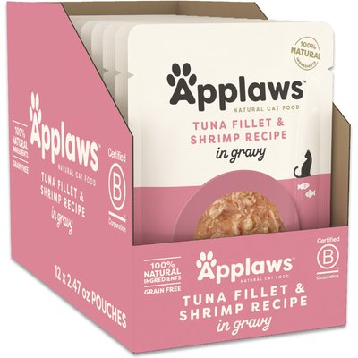 Applaws Applaws Tuna Flakes with Shrimp in Gravy Wet Cat Food, 2.47-oz, case of 12