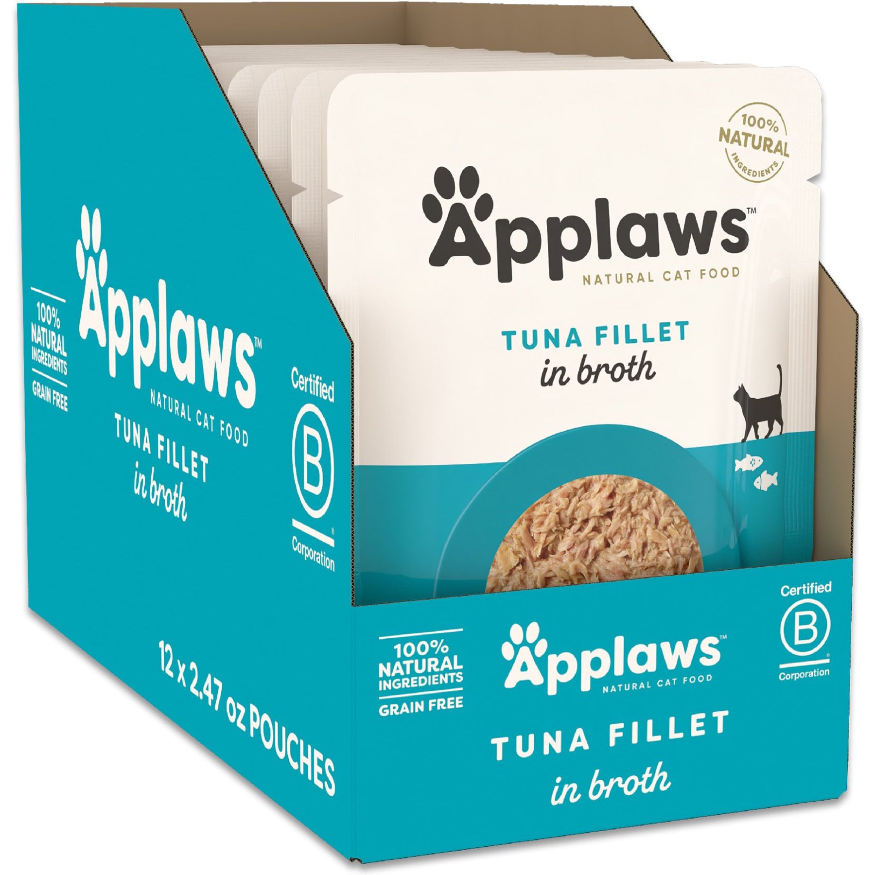 Applaws Tuna in Broth Limited Ingredient Wet Cat Food, 2.47-oz pouch, case of 12