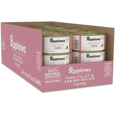 Applaws Applaws Tuna & Shrimp in Gravy Limited Ingredient Canned Wet Cat Food, 2.47-oz can, case of 24