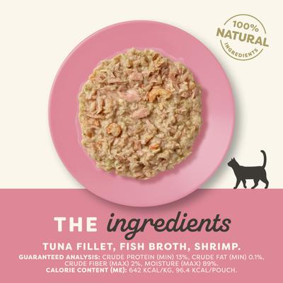 Show full view: Applaws Tuna with Shrimp Bits in Broth Wet Cat Food, 5.3-oz pouch, case of 12 slide 4 of 10