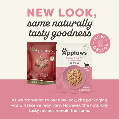 Show full view: Applaws Tuna with Shrimp Bits in Broth Wet Cat Food, 5.3-oz pouch, case of 12 slide 3 of 10