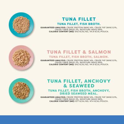 Show full view: Applaws Variety of Fish Flavors in Broth Limited Ingredient Wet Cat Food, 2.47-oz pouch, case of 12 slide 3 of 9