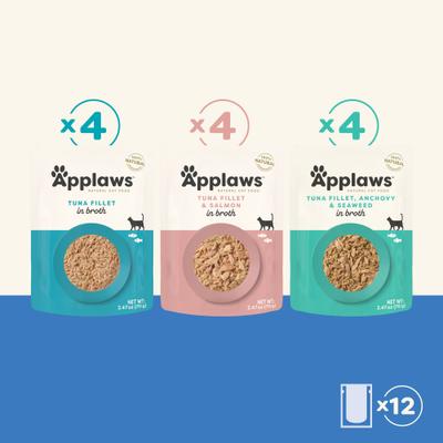 Show full view: Applaws Variety of Fish Flavors in Broth Limited Ingredient Wet Cat Food, 2.47-oz pouch, case of 12 slide 8 of 9