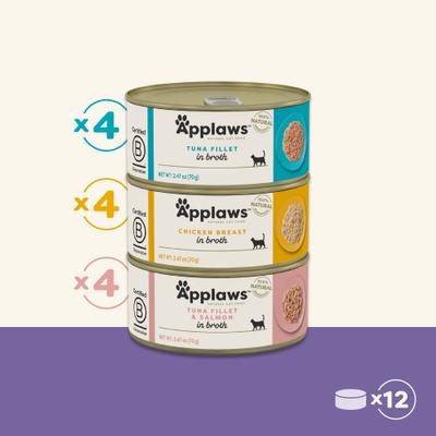 Show full view: Applaws Variety of Flavors in Broth Limited Ingredient Canned Wet Cat Food, 2.47-oz can, case of 12 slide 8 of 9