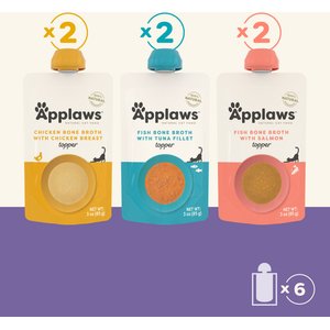 Applaws Variety Pack Bone Broth Selection Cat Food Topper, 3-oz pouch, case of 6