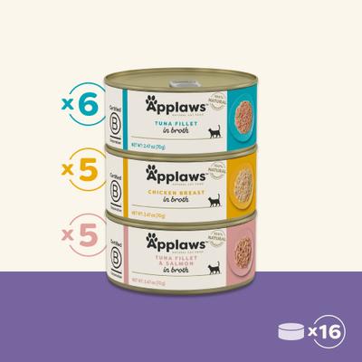Show full view: Applaws Variety Selection in Broth Variety Pack Grain-Free Wet Cat Food, 2.47-oz can, case of 16 slide 8 of 9