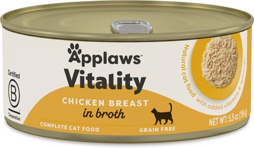 Show full view: Applaws Vitality Chicken Breast In Broth Grain-Free Wet Cat Food, 5.5-oz can, case of 24 slide 9 of 11