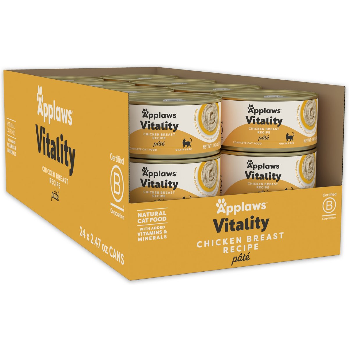 Applaws Vitality Chicken Breast Recipe Pate Grain-Free Wet Cat Food, 2.47-oz can, case of 24
