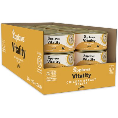 Applaws Applaws Vitality Chicken Breast Recipe Pate Grain-Free Wet Cat Food, 2.47-oz can, case of 24