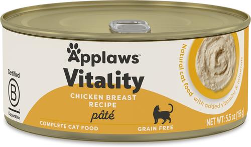 Show full view: Applaws Vitality Chicken Breast Recipe Pate Grain-Free Wet Cat Food, 5.5-oz can, case of 24 slide 9 of 11