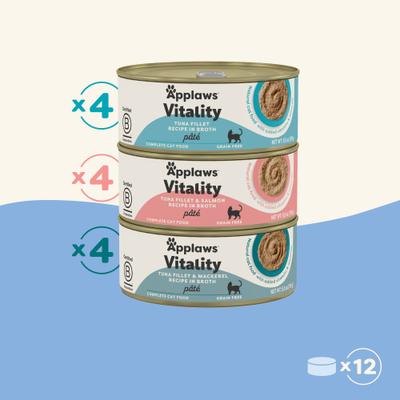 Show full view: Applaws Vitality Fish Pate Selection Grain-Free Wet Cat Food, 5.5-oz can, case of 12 slide 6 of 11