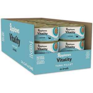 Applaws Vitality Tuna Fillet In Broth Grain-Free Wet Cat Food, 2.47-oz can, case of 24