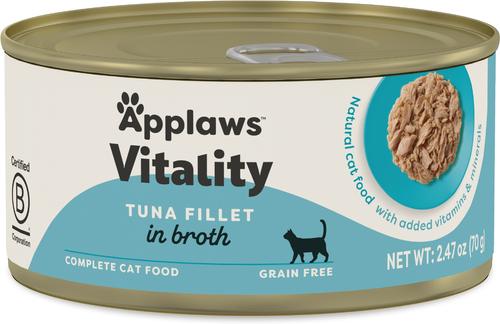 Show full view: Applaws Vitality Tuna Fillet In Broth Grain-Free Wet Cat Food, 2.47-oz can, case of 24 slide 9 of 11