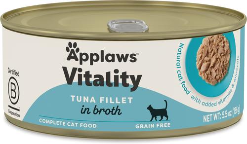 Show full view: Applaws Vitality Tuna Fillet In Broth Grain-Free Wet Cat Food, 5.5-oz can, case of 24 slide 9 of 11