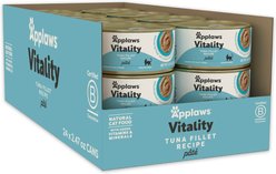 Applaws Vitality Tuna Fillet Recipe Pate Grain-Free Wet Cat Food, 2.47-oz can, case of 24
