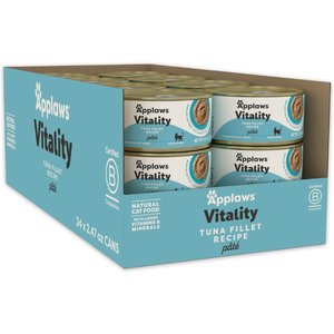 Applaws Vitality Tuna Fillet Recipe Pate Grain-Free Wet Cat Food, 2.47-oz can, case of 24