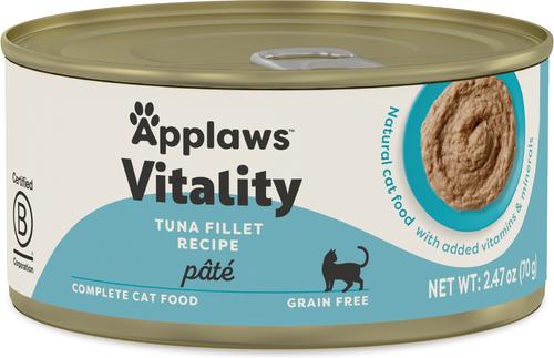 Show full view: Applaws Vitality Tuna Fillet Recipe Pate Grain-Free Wet Cat Food, 2.47-oz can, case of 24 slide 9 of 11