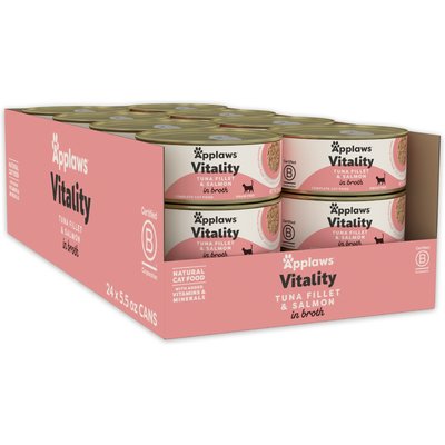 Applaws Applaws Vitality Tuna Fillet & Salmon In Broth Grain-Free Wet Cat Food, 5.5-oz can, case of 24