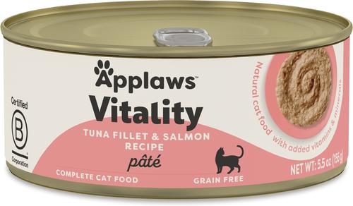 Show full view: Applaws Vitality Tuna Fillet & Salmon Recipe Pate Grain-Free Wet Cat Food, 5.5-oz can, case of 24 slide 9 of 11