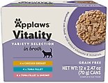 Applaws Vitality Tuna Variety Pack Broth Selection Grain-Free Wet Cat Food, 2.47-oz can, case of 12