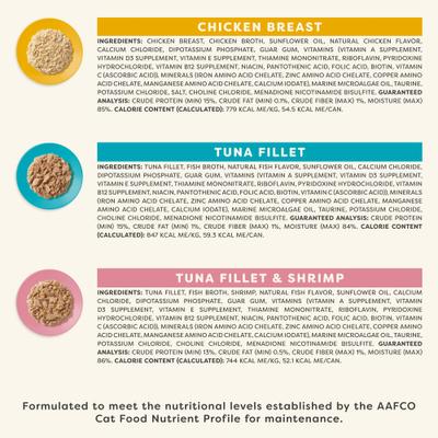 Show full view: Applaws Vitality Tuna Variety Pack Broth Selection Grain-Free Wet Cat Food, 2.47-oz can, case of 12 slide 4 of 11