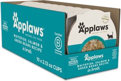 Applaws Whitefish with Salmon & Green Beans Recipe in Broth Wet Cat Food, 2.12-oz cup, case of 10