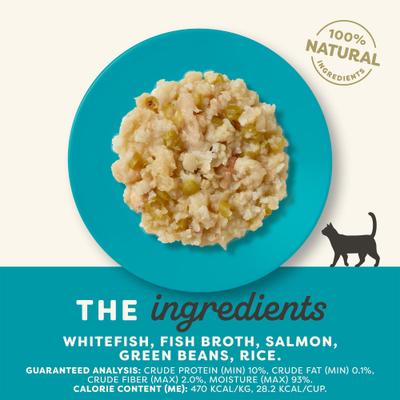 Show full view: Applaws Whitefish with Salmon & Green Beans Recipe in Broth Wet Cat Food, 2.12-oz cup, case of 10 slide 4 of 10