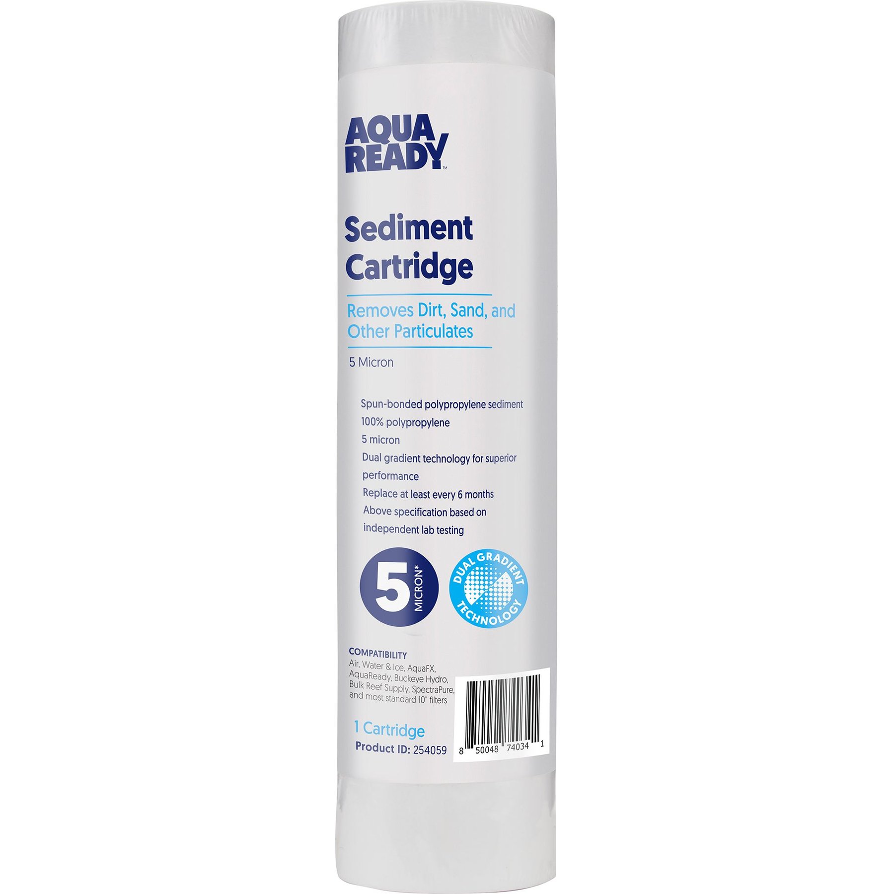 AquaReady 5 Micron RO System Replacement Sediment Filter, White