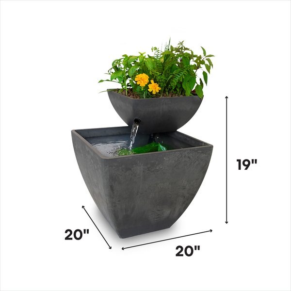 AquaSprouts Fountain Aquaponics Ecosystem Kit, Charcoal, 8-gal