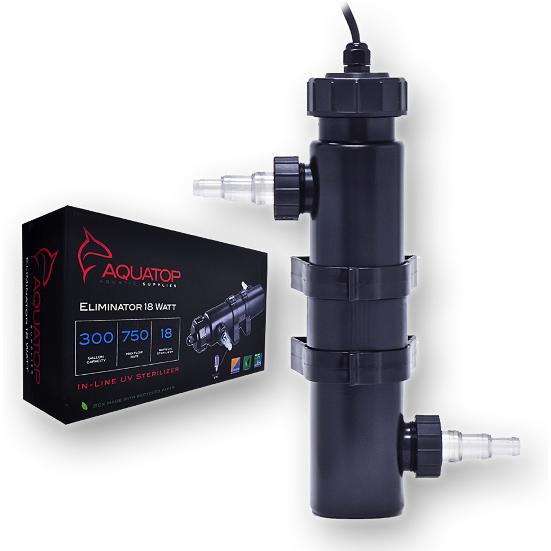Aquatop 2113 GPH Eliminator Inline UV Sterilizer, Black