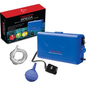 Aquatop BREZA Battery Powered 2.5-L/min Air Pump with AC Power Failure Sensor, Blue/Black