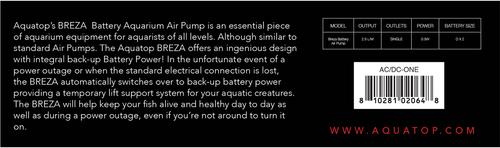Show full view: Aquatop BREZA Battery Powered 2.5-L/min Air Pump with AC Power Failure Sensor, Blue/Black slide 5 of 6