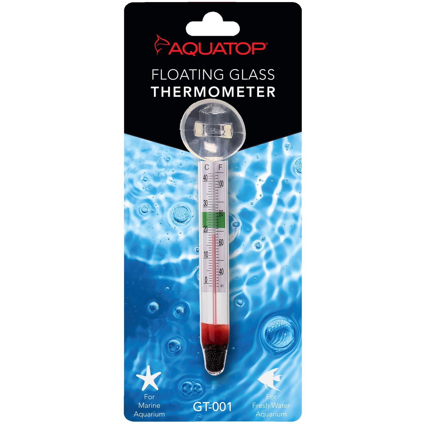 Aquatop Floating Glass Thermometer with Suction Cup Mount