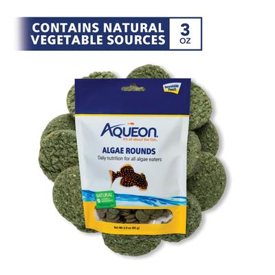 Show full view: Aqueon Algae Rounds Bottom Feeder Fish Food, 3-oz bag slide 2 of 7